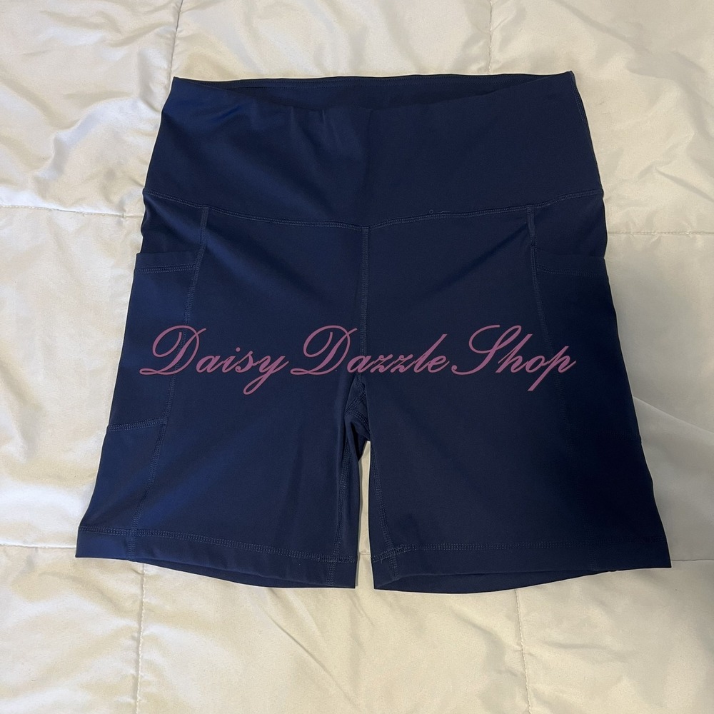 Members Mark Womens XL Blue Minimalist Everyday High Rise Bike Shorts Pull On